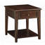 Table de bout à 1 tiroir avec tablette inférieure en noyer Wingler