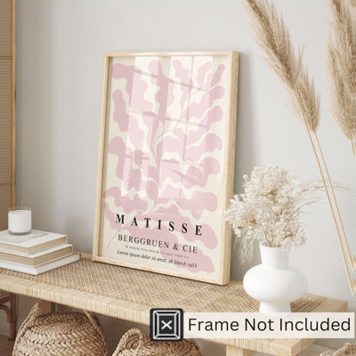 «Botanical Henri Matisse», reproduction d'art bohémienne bohémienne rose sans cadre