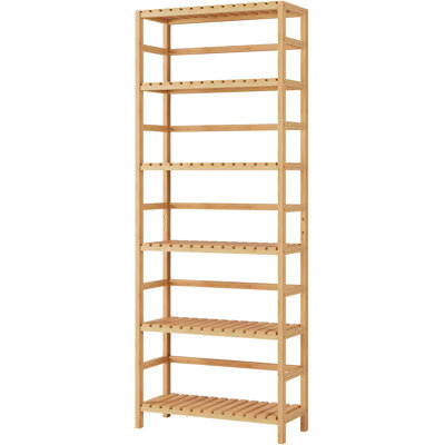 6-Tier Bamboo Storage Shelf, Adjustable Multipurpose Bookcase And Organizer For Home, Office, Bathroom, Kitchen, And Living Room