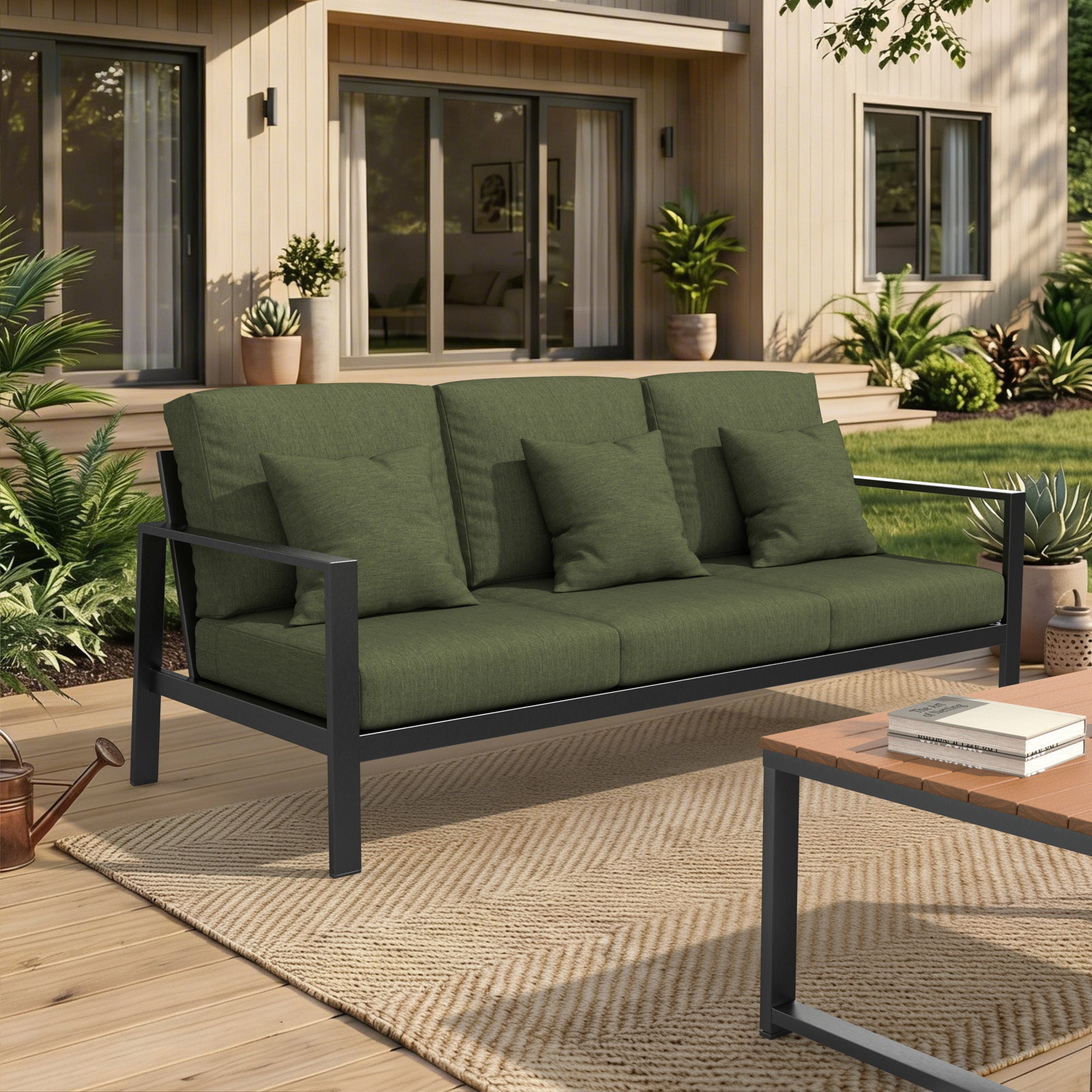 Townsend 80" Sunbrella® Patio Sofa, Sunbrella Canvas Fern, No, None