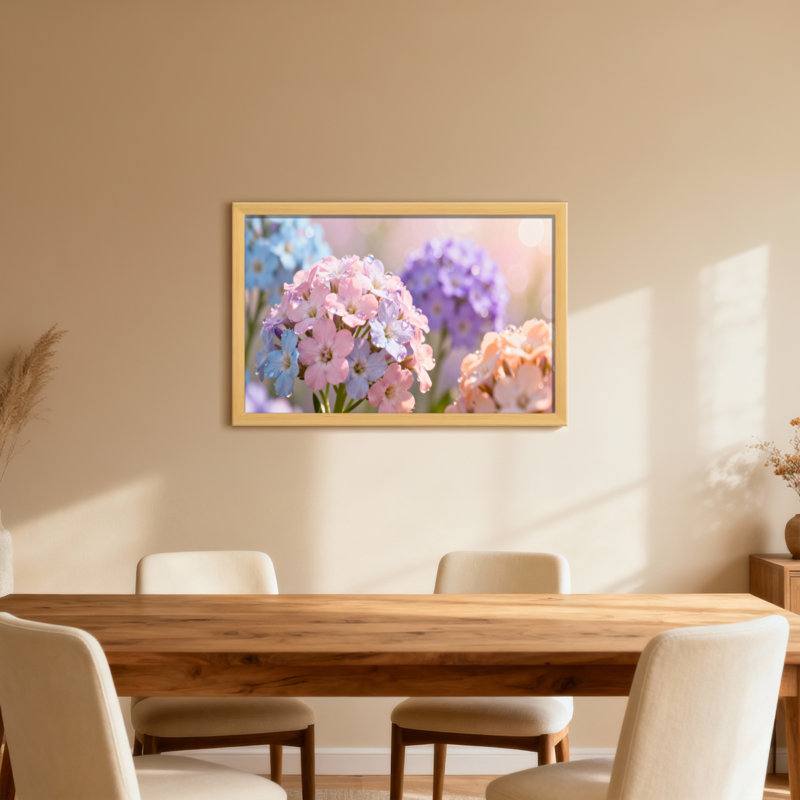 Plantes et fleurs Fleurs pastel sur fond flou artistique, H 24 po x l 36 po, Toile tendue, Ne s’applique pas