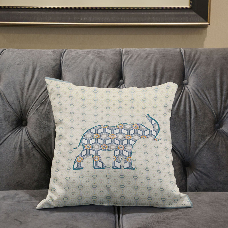 Square Throw Cushion, Cream/Light Green/Yellow, 46cm H x 46cm W