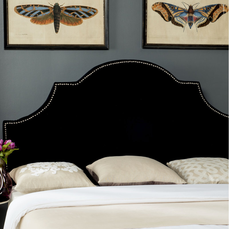 Caswell Upholstered Headboard, Queen, Jet Black, Velvet