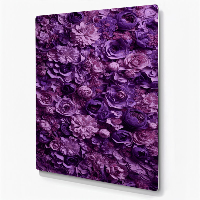 Abstrait floral 78, art mural en métal mauve