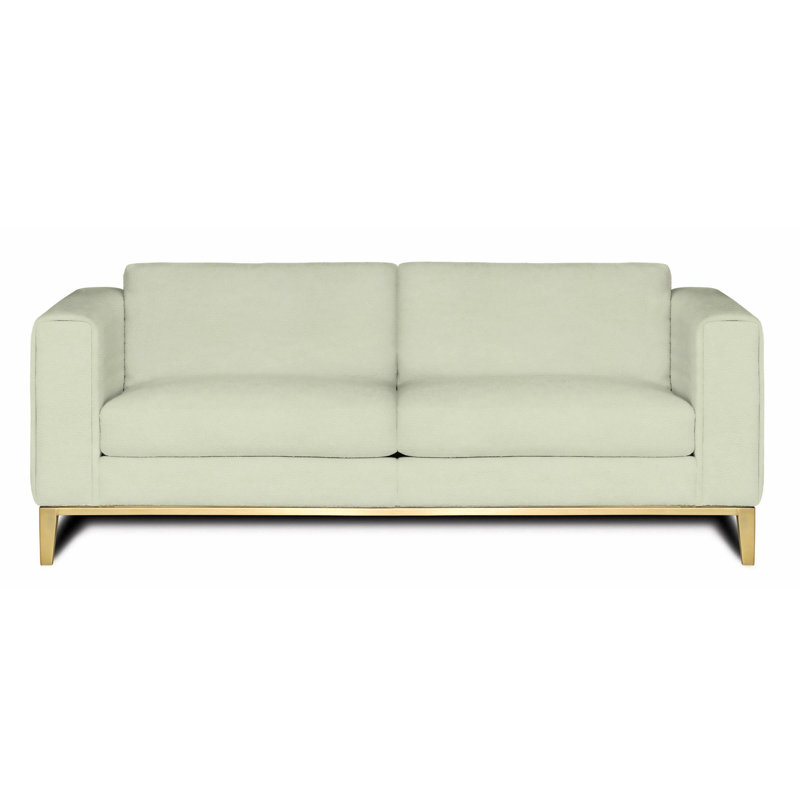 Tobi Leather Sofa, White (Dreamer), Satin Brass