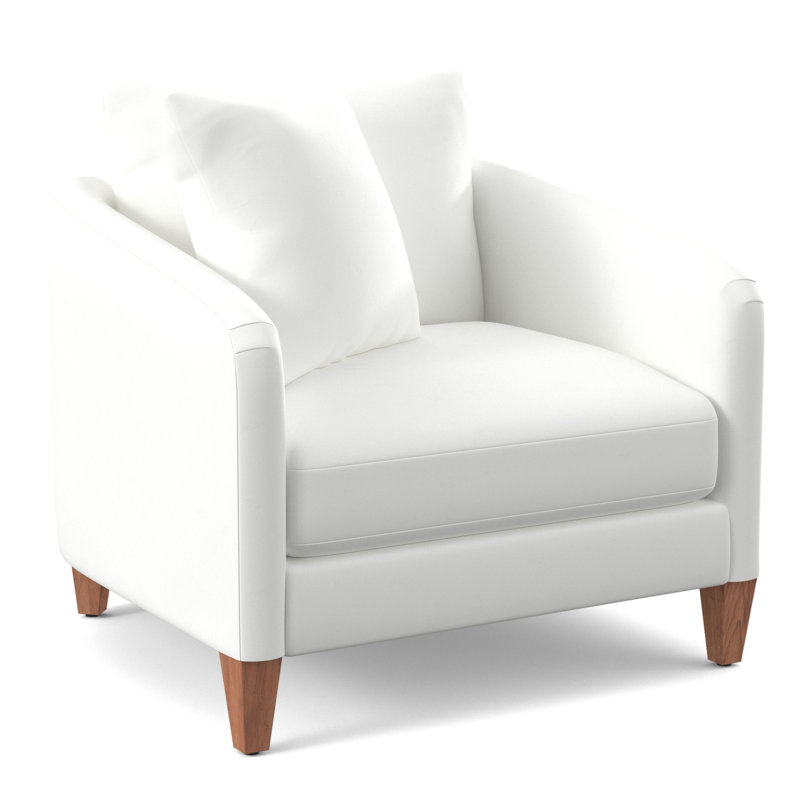 Fauteuil en polyester de 38 po de largeur, Bella en velours performance blanc