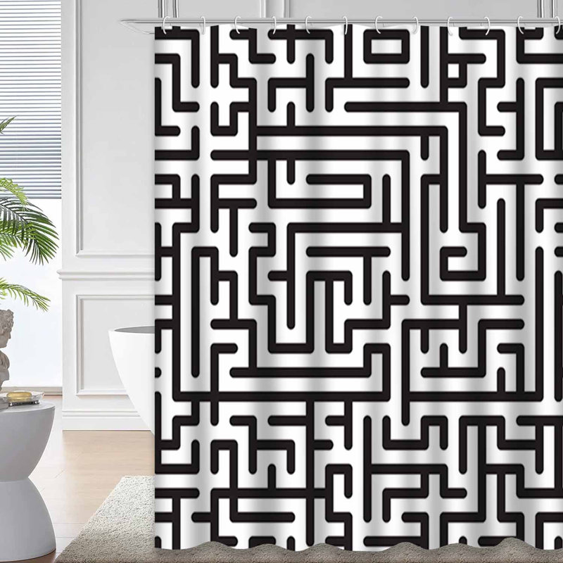 Rideau de douche noir avec 12 crochets, L 72 po x l 72 po
