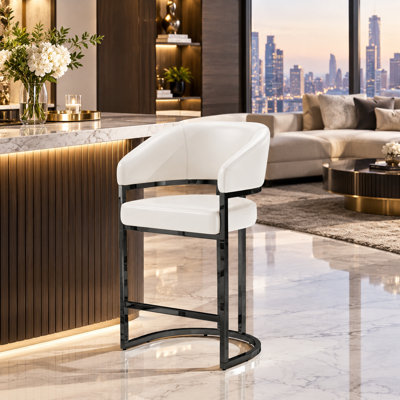 26 Inch Metal Upholstered Counter Barstool