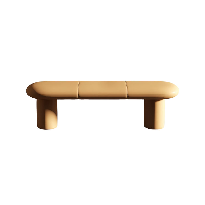 Banc de rangement en cuir clair, H 16,14 po x l 47,24 po x P 18,11 po