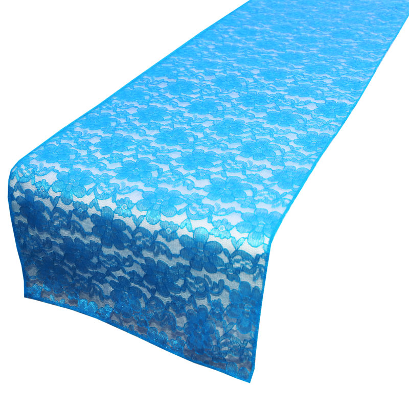 Bagdonas Floral Lace Table Runner, Turquoise, 12" W x 144" L