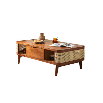 49.61"Renaissance-style minimalist solid wood rectangular coffee table