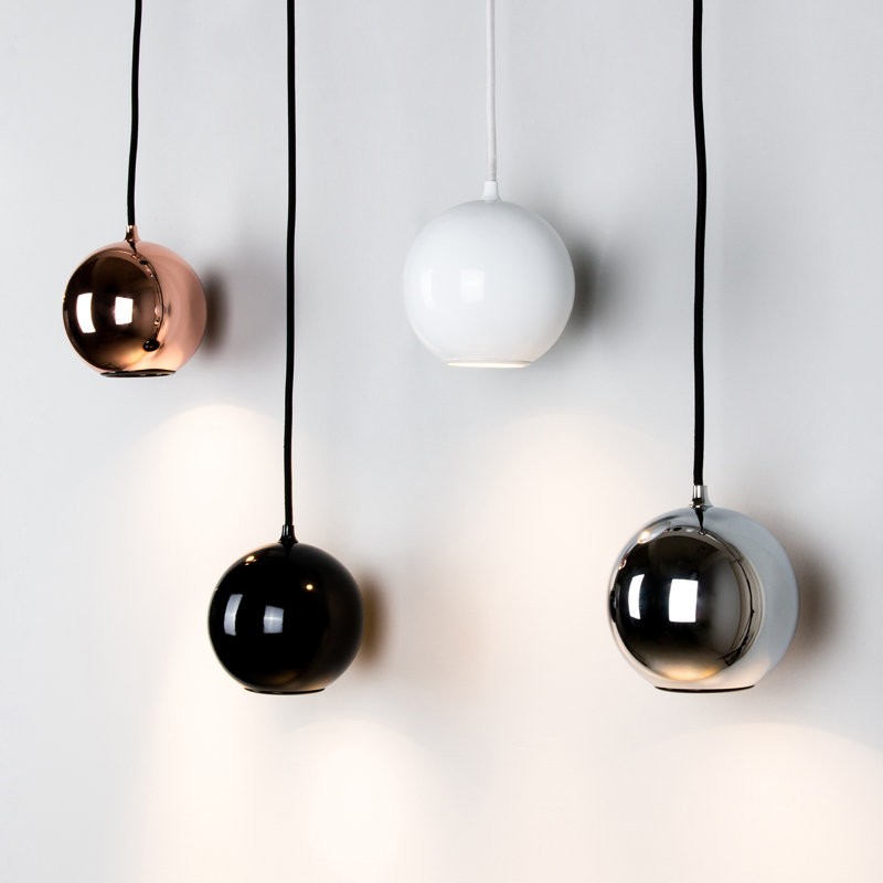 Chrome Globe Pendant Light with Braided Cable