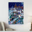Spooky Halloween House Whimsical Abstract Contemporary Bat Cat Architecture Landscape Wall Art Print by Sev Ickes - Wrapped Canvas Print-1907049961
