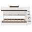 Lit superposé double au-dessus de double avec lit gigogne simple et escalier, tablettes, DEL-743267748