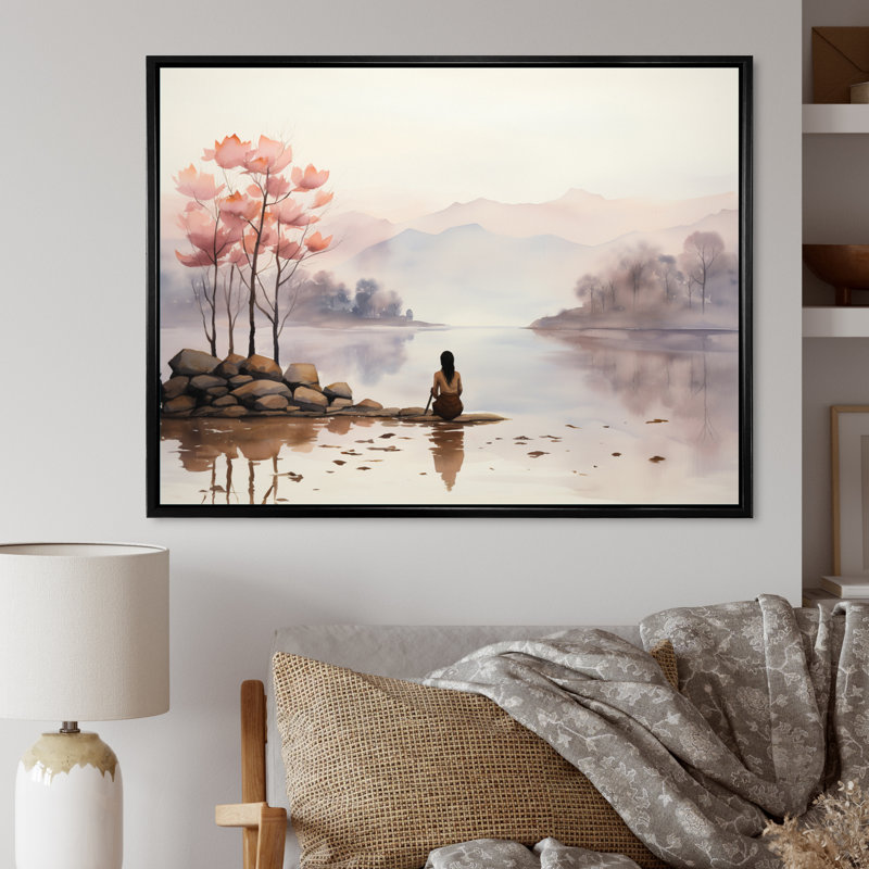 Tranquil Nature III sur toile, H 24 po x l 32 po x P 1 po, Cadre flottant noir