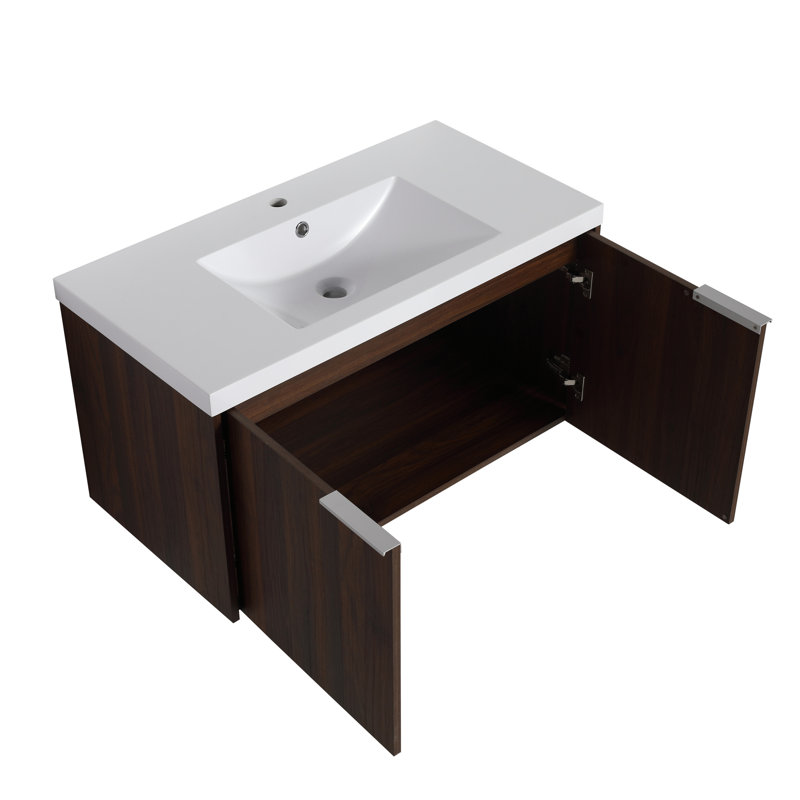 Meuble-lavabo à fixation flottante 36 po avec porte d'évier Design, 2 portes Design