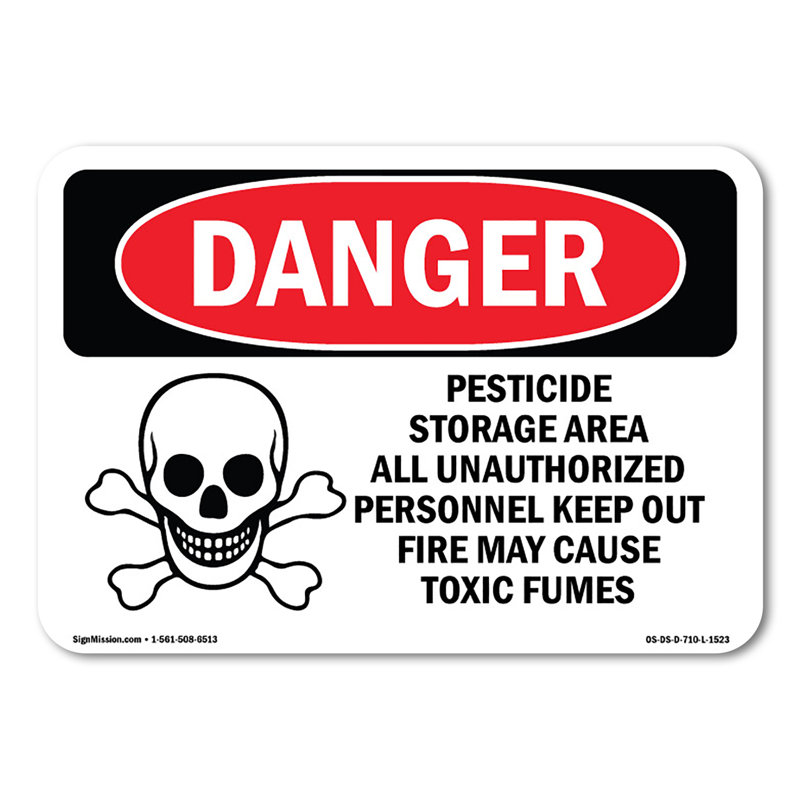 Décalcomanie de zone de rangement pour pesticides 10 po x 7 po