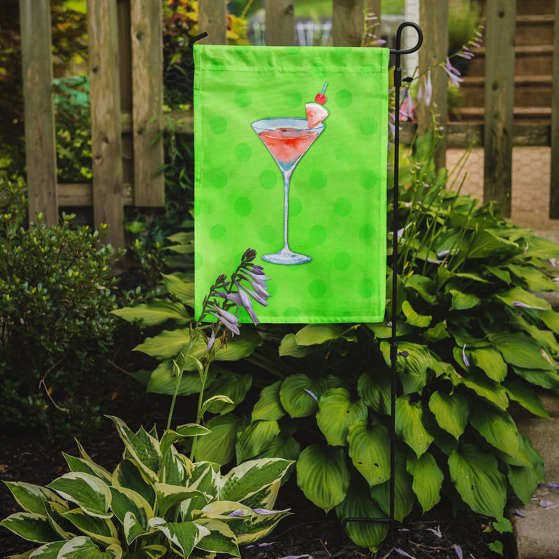 2 côtés en polyester 15 x 11 po summer martini polkadot drapeau de jardin, Vert