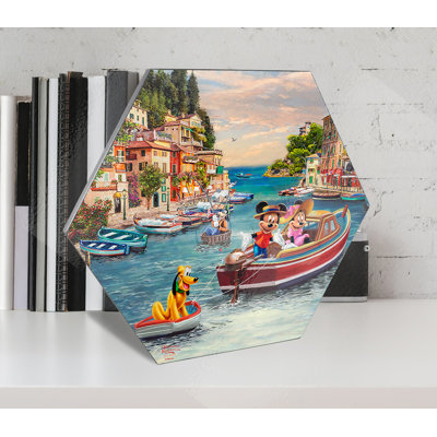 Disney (Mickey And Minnie In Italy) Knexagon Wood Print