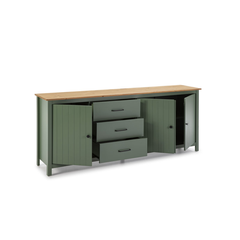 Getz 190cm Solid Wood Sideboard, Green/Oak