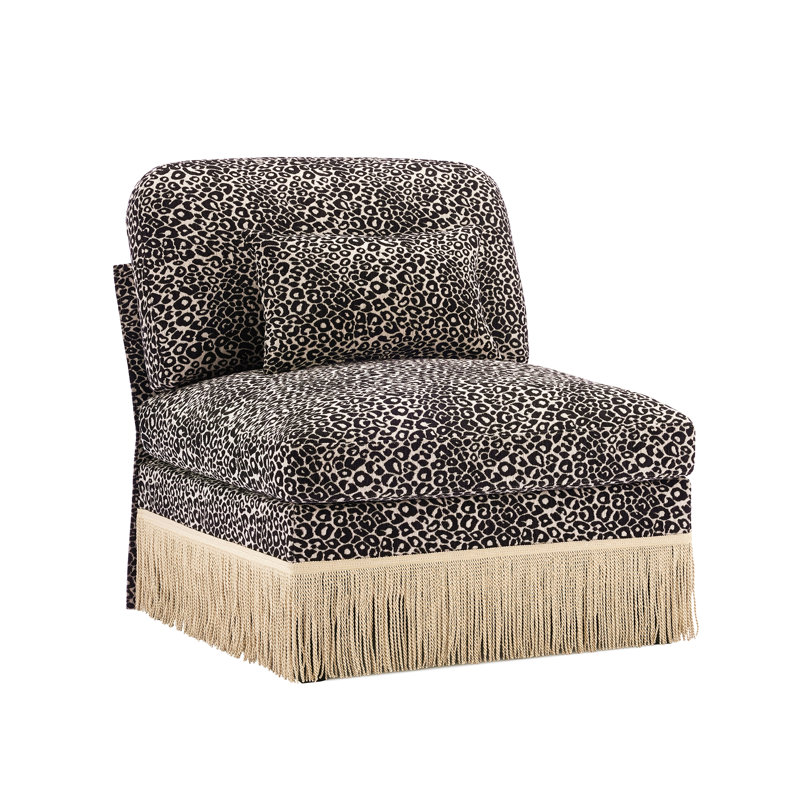 1 canapé LSF léopard chenille avec coussins, Kaki