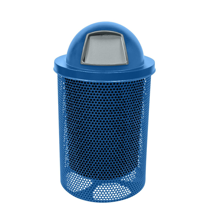 Poubelle d'extérieur Coated Outdoor Furniture de 120 litres (32 gallons), bleu clair texturé, couvercle bombé