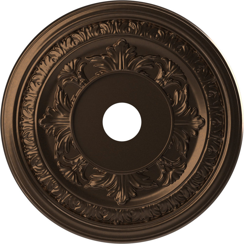 Médaillon de plafond en PVC thermoformé Baltimore, Laiton antique métallique, H 10 po x l 10 po x P 0,75 po