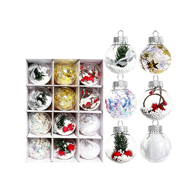 Transparent Christmas Ball Ornament Set Assorted Interior Decor Bauble Hanging Pendants for Xmas Tree Decor Christmas Decor Gifts