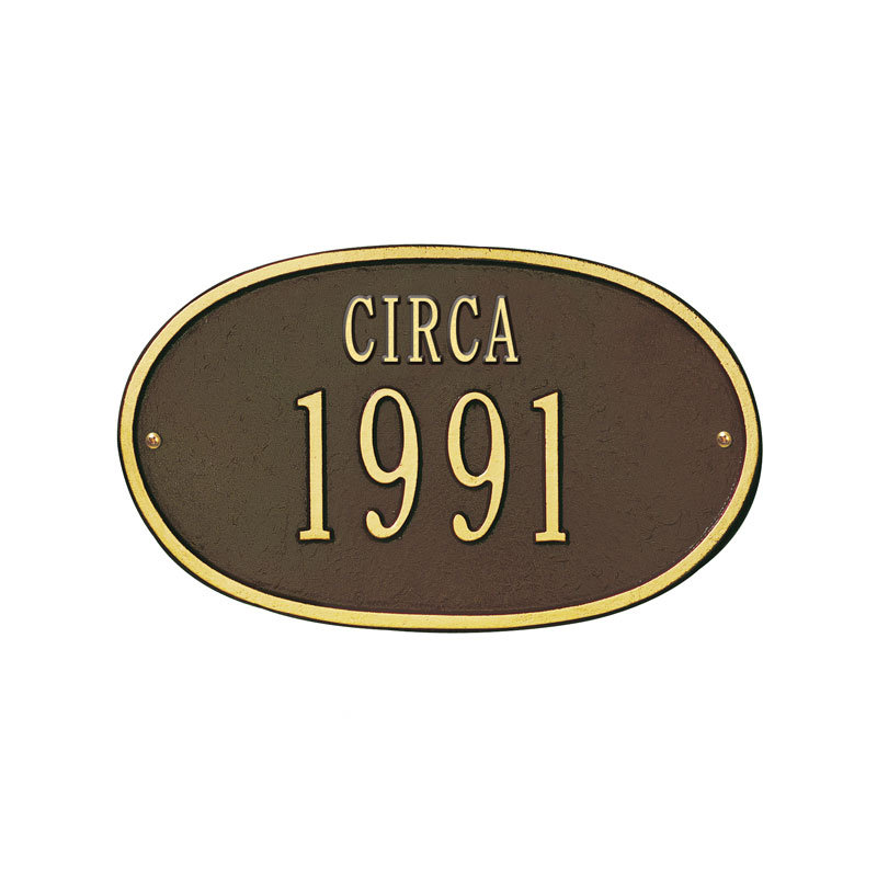 Date 2-Line Wall Address Plaque, Bronze and Gold