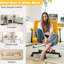 Chaise de bureau moderne en lin jaune avec roulettes - convient pour le travail à l'intérieur, caractéristiques réglables, tissu respirant, soutien du dossier supplémentaire-1394363305