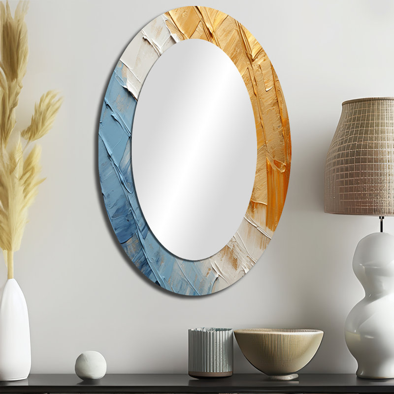 Minimalisme Chassant Rainbows - Miroir mural ovale traditionnel beige, H 36 po x l 24 po