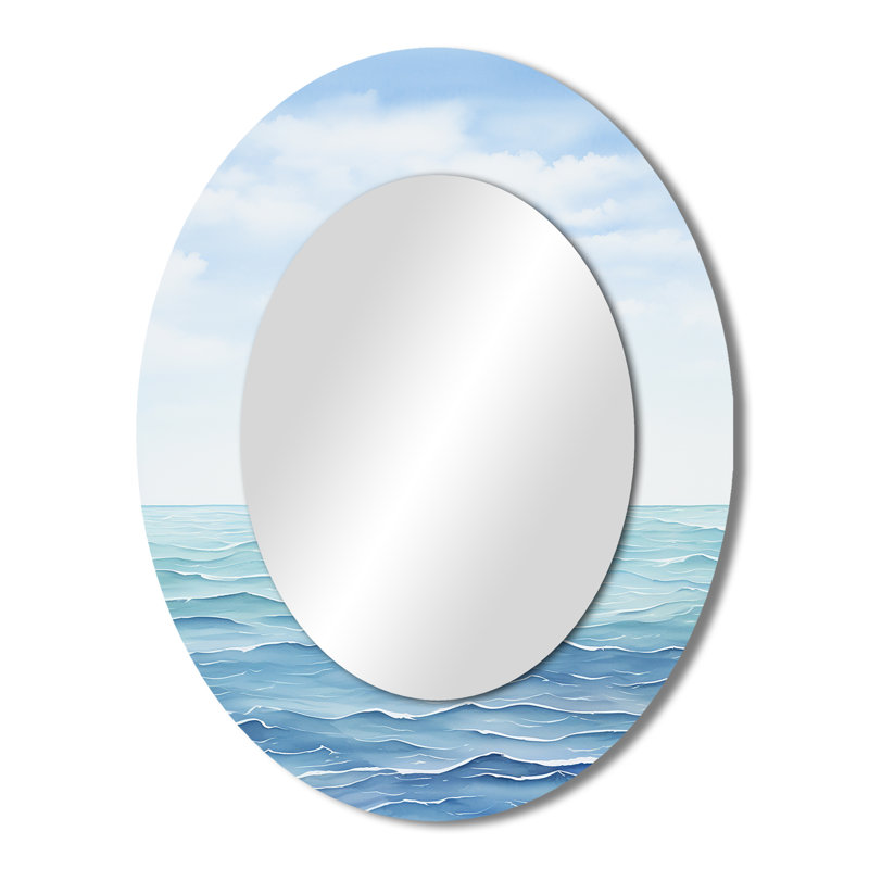 Oceans Infinity Dreamscape V - Abstract Oval Decorative Mirror On Metal, 43" x 33"