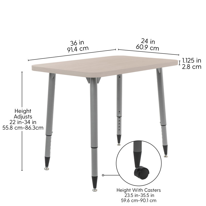 Table d'activité Adapte 24 x 36, 24 po x 36 po, Sable asiatique / argent