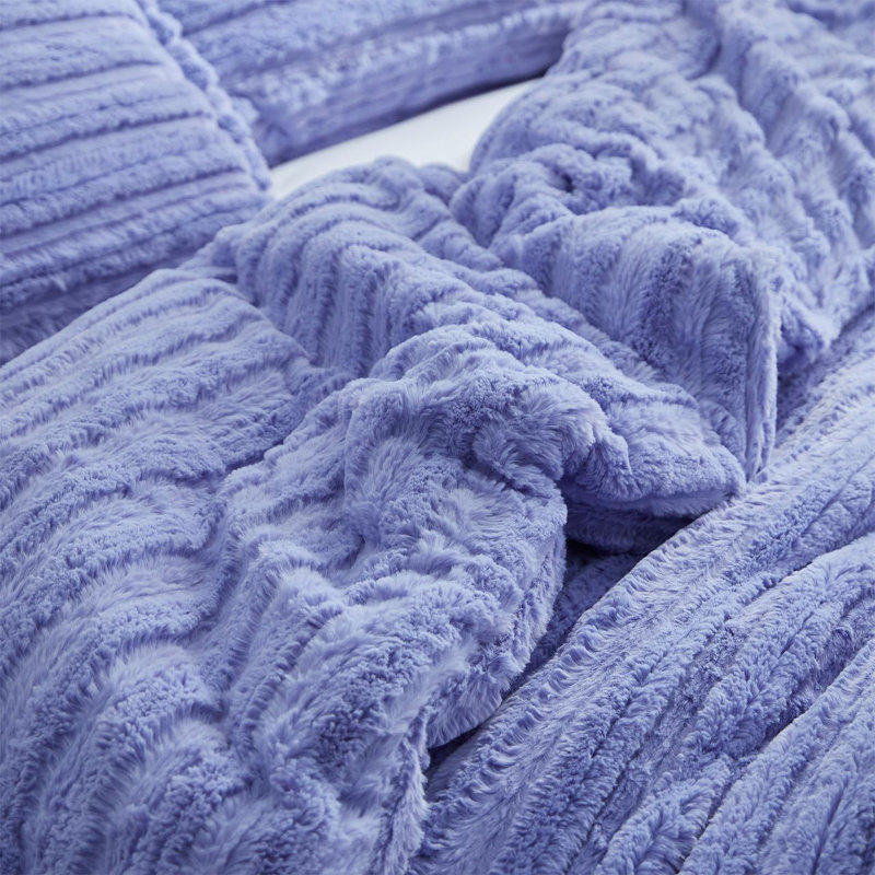 Coma Inducer You're Making Me Plush Oversized Comforter Set, King Comforter + 2 King Shams, Purple