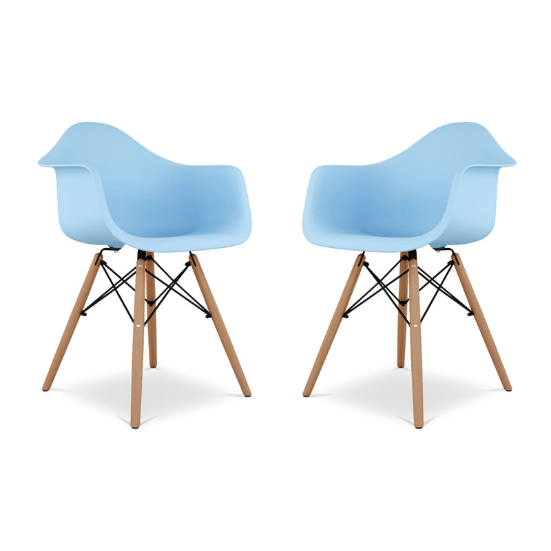 Modholic Eiffel Armchair With Wood Legs, Blue, Blue, 1