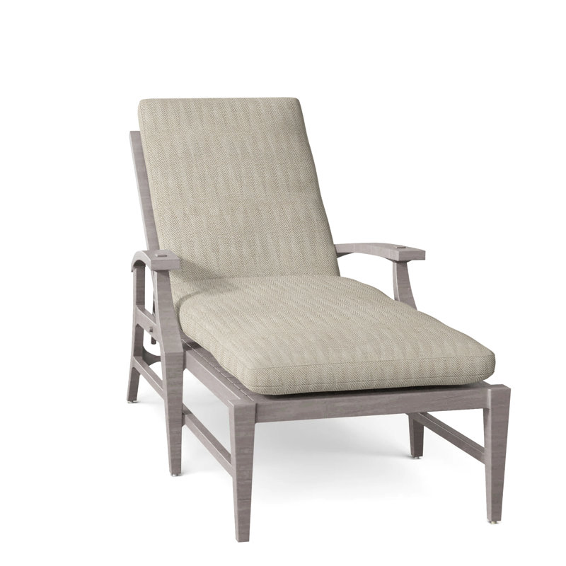 Croquet Aluminum Outdoor Chaise Lounge, No Welt, Oyster, Herringbone Sand