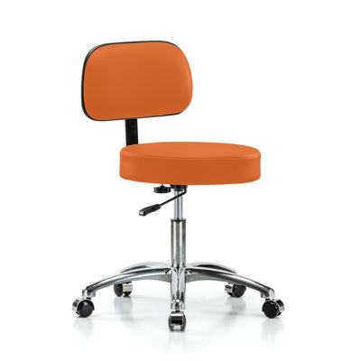Tabouret réglable en hauteur avec dossier PERCH Chrome Walter | Hauteur du bureau: 18,5 à 24 po