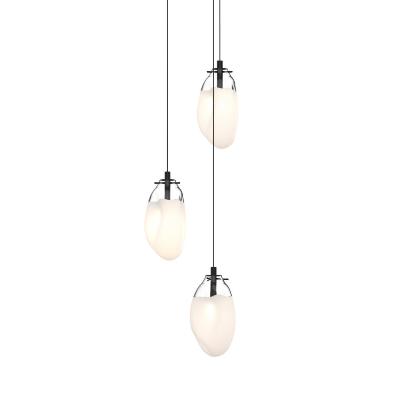 Liquid 3 - Light Satin Black Cluster Pendant, 22" H x 22.5" W x 22.5" D, Poured White