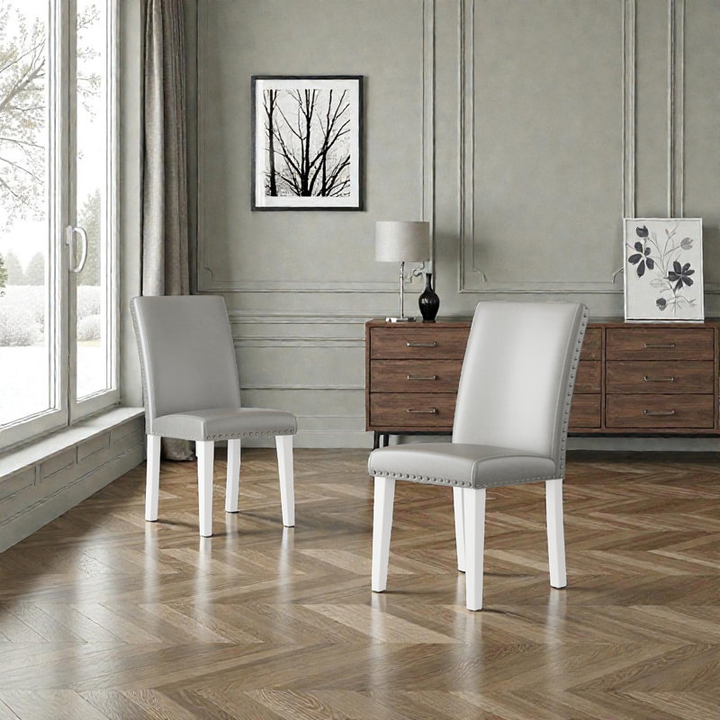 Chaise de salle à manger rembourrée (ensemble-2), Gris