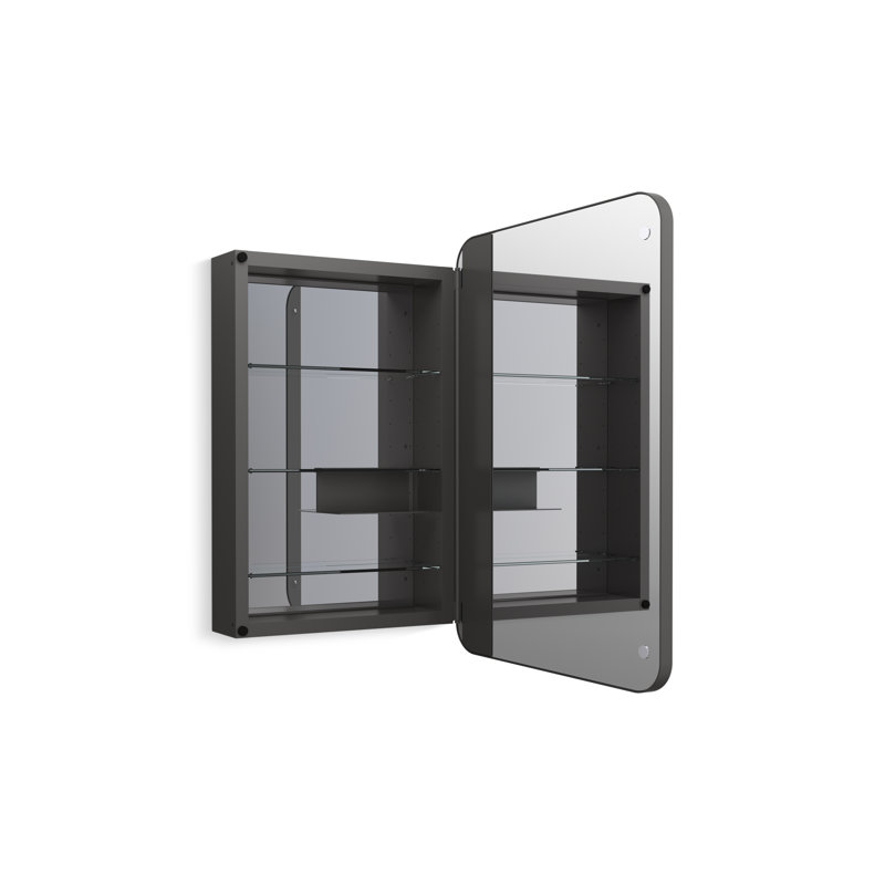 Verdera Surface Mount or Recessed Rectangular Framed Medicine Cabinet, 34" H x 22" W x 4.18" D, Matte Black