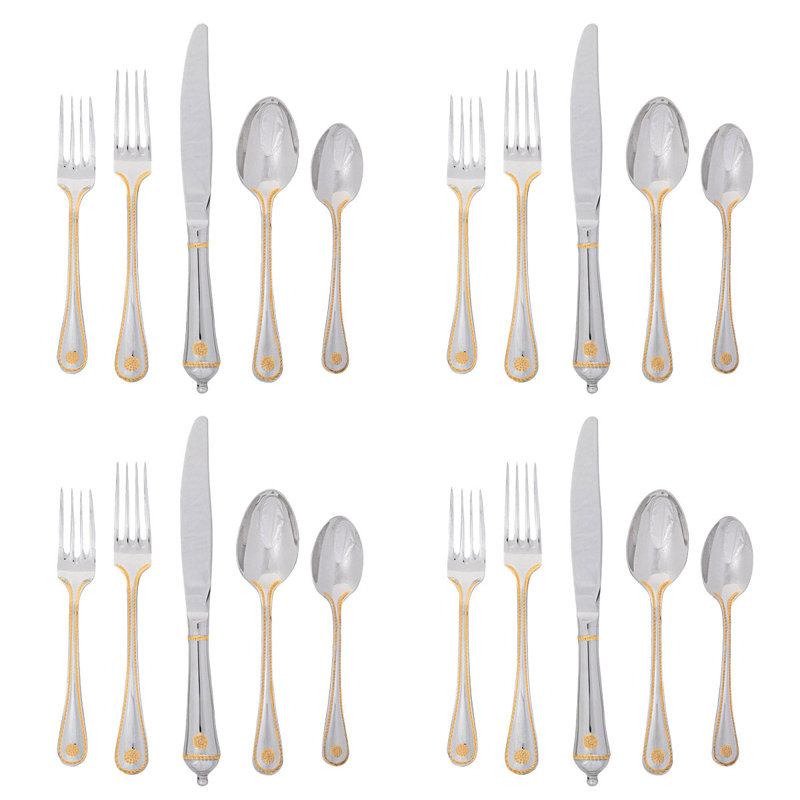 Berry & Thread Flatware Place Setting, Polished/Gold