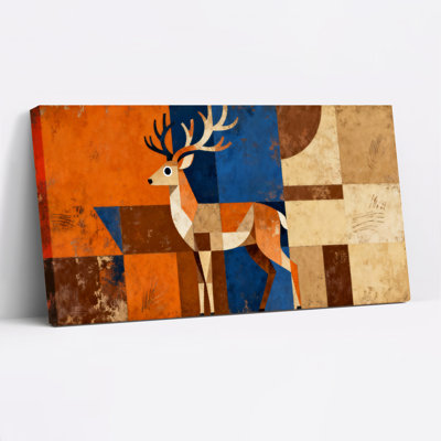 «Geometric Deer», ensemble de 1 reproduction d'art sur toile tendue