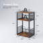 Support à 3 niveaux avec rangement, peut contenir plus de 100 disques, structure en fer, table d'appoint polyvalente, pieds réglables, style Mid-Century moderne, noir et brun-1194267027