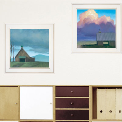 «Two Barnscapes» par Tim Lyon, ensemble de 2 reproductions d'art sur papier encadrées