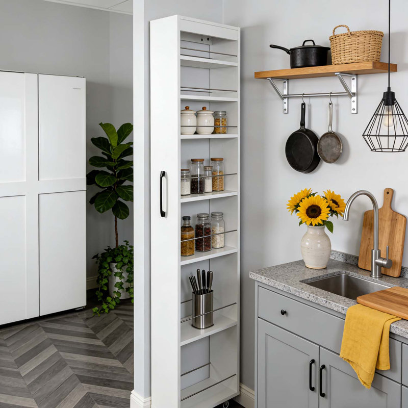 Armoire de rangement coulissante multifonctionnelle, idéale pour la cuisine et le salon