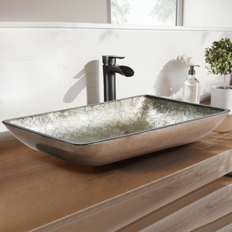 Fairmont Park 565mm L x 365mm W Gold Tempered Glass Rectangular Sink