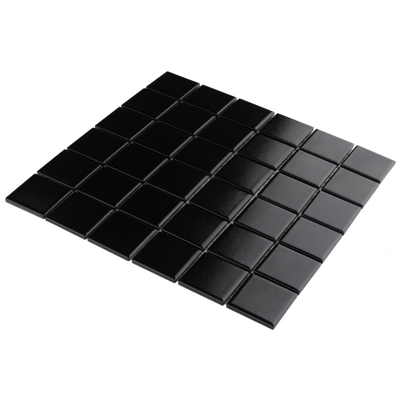 Metro Quad Matte Black 11-3/4" x 11-3/4" Porcelain Mosaic Floor and Wall Tile