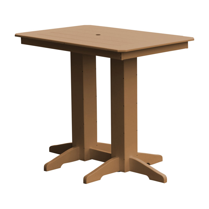 Nettie Rectangular Outdoor Bar Table With Umbrella Hole , in. W 33'' in. D, Cedar, 33" W x 72" L x 42" H
