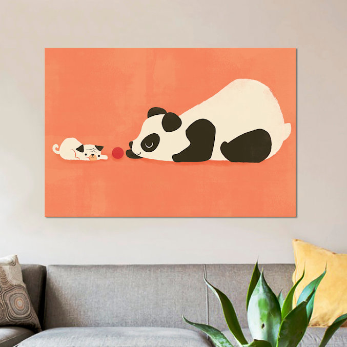 «The Pug and the Panda», impression sur toile, H 12 po x l 18 po x P 1,5 po, Toile tendue, Pas de tapis
