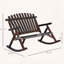 2-Person Rustic Adirondack Rocking Chair with Slatted Design